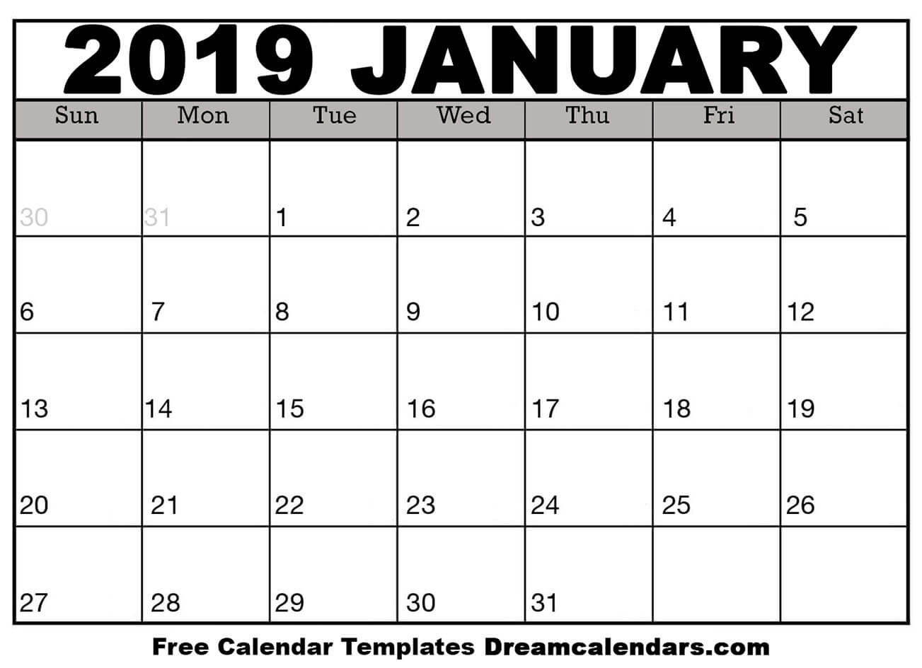 Free Printable Calendar January 2019 - Printable Word Searches