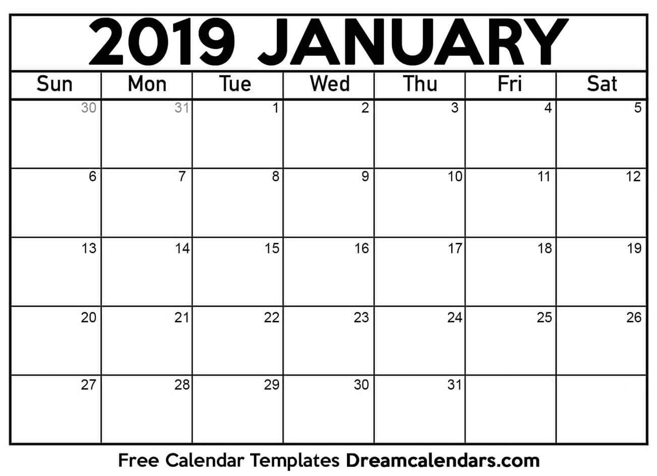 January 2019 calendar | Free blank printable with holidays