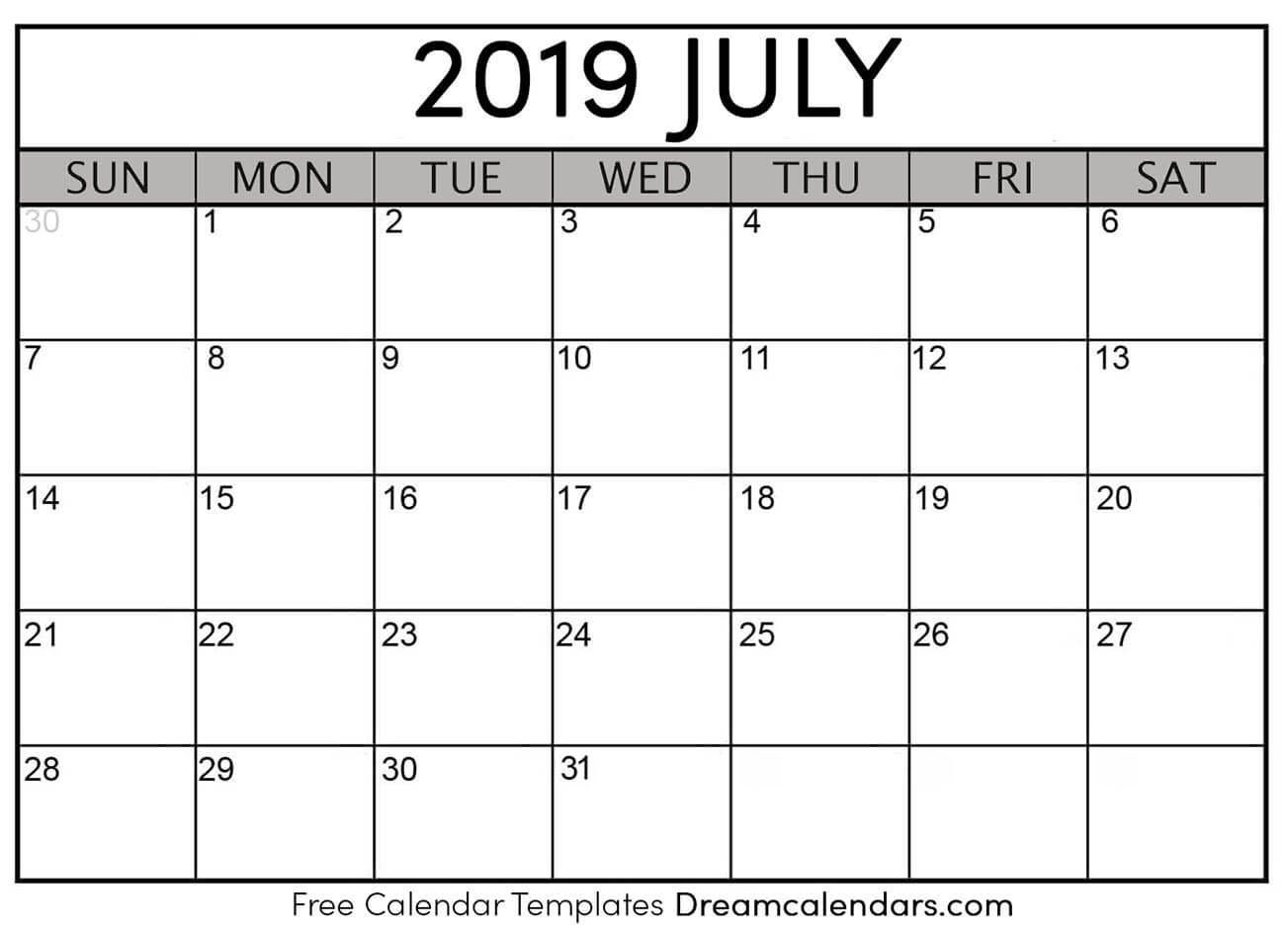 July 2019 Calendar - Free Printable with Holidays and Observances
