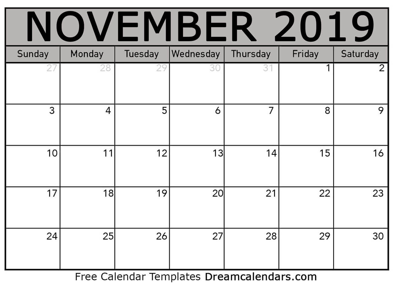 Free Printable Calendar November 2019 - Printable Word Searches