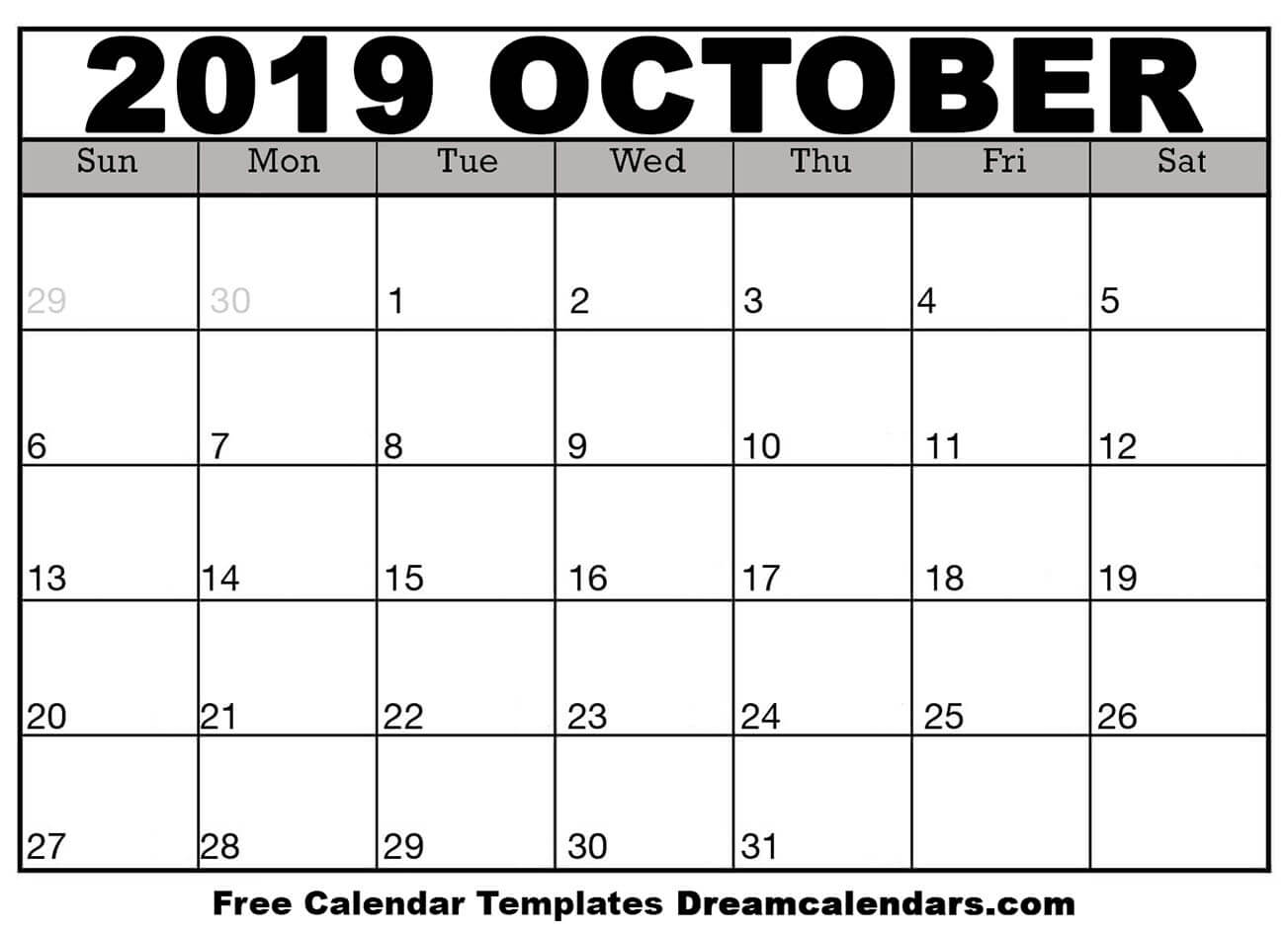 Printables Calendar Of October 2019 Helena Orstem