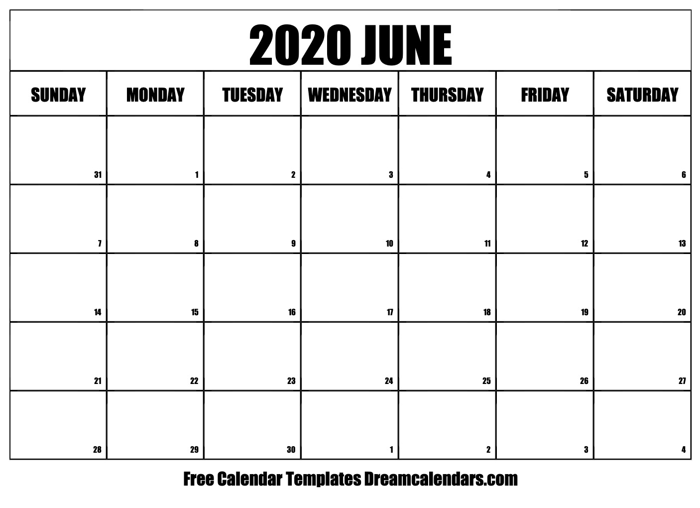 June 2020 Calendar Free Printable With Holidays And Observances 1088
