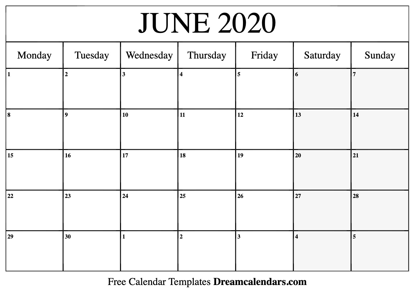 download printable june 2020 calendars
