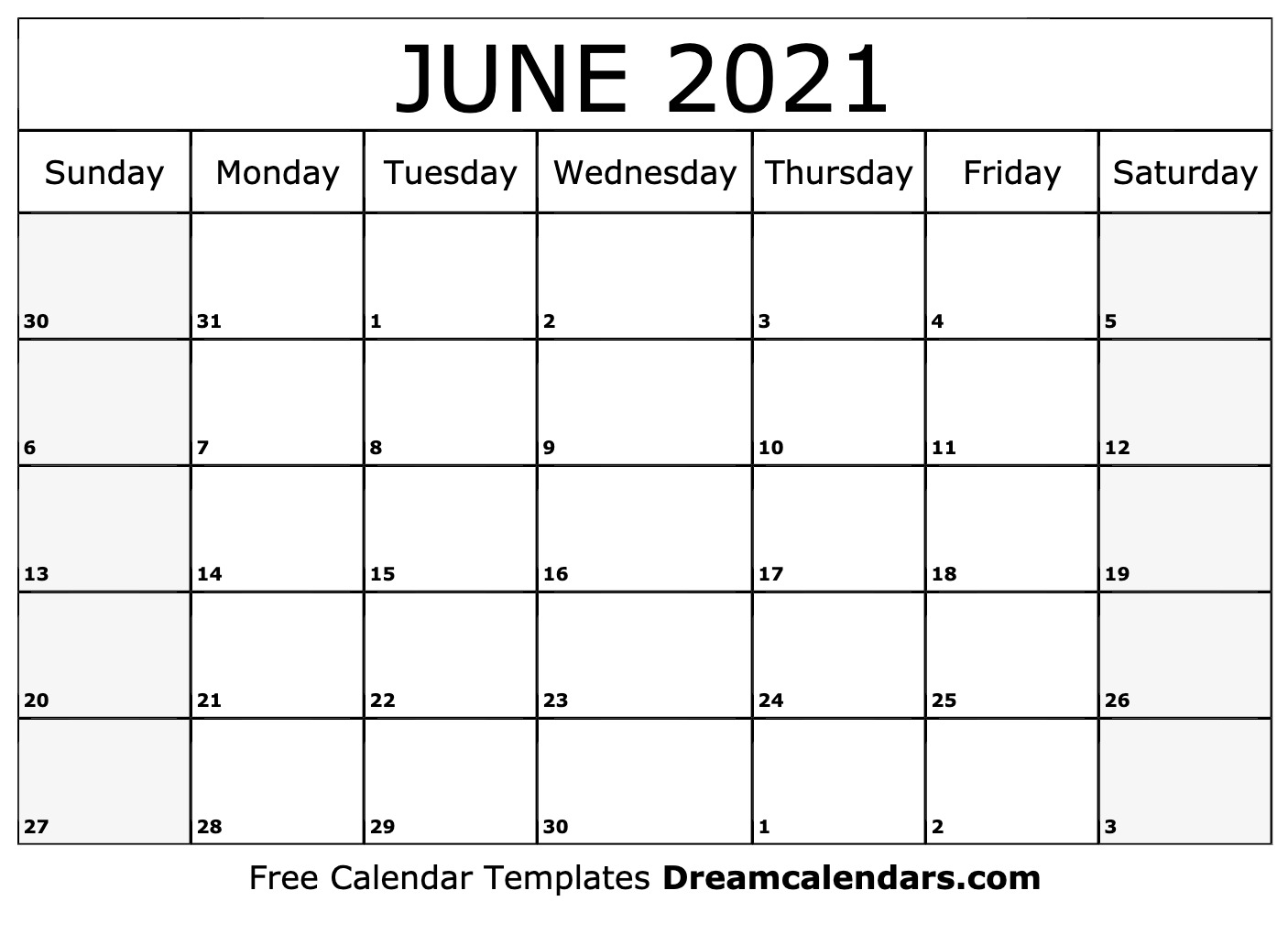 June 2021 Calendar - Free Printable with Holidays and Observances