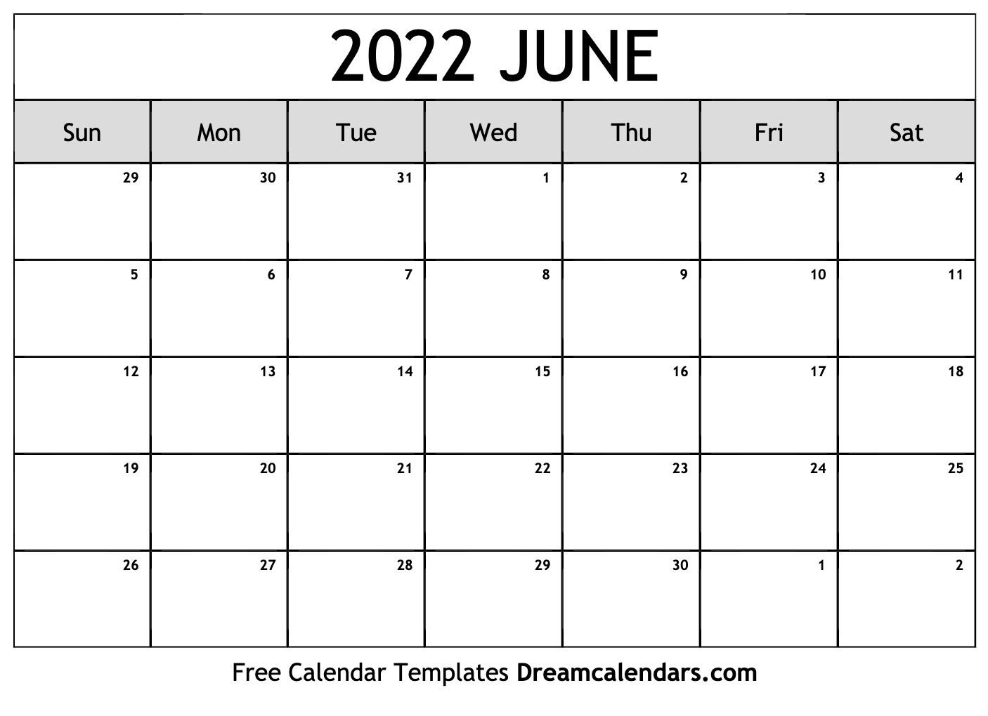 June 2022 Calendar Free Blank Printable With Holidays