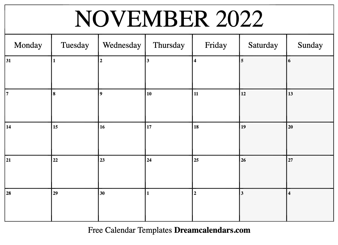 November 2022 Calendar - Free Printable with Holidays and Observances