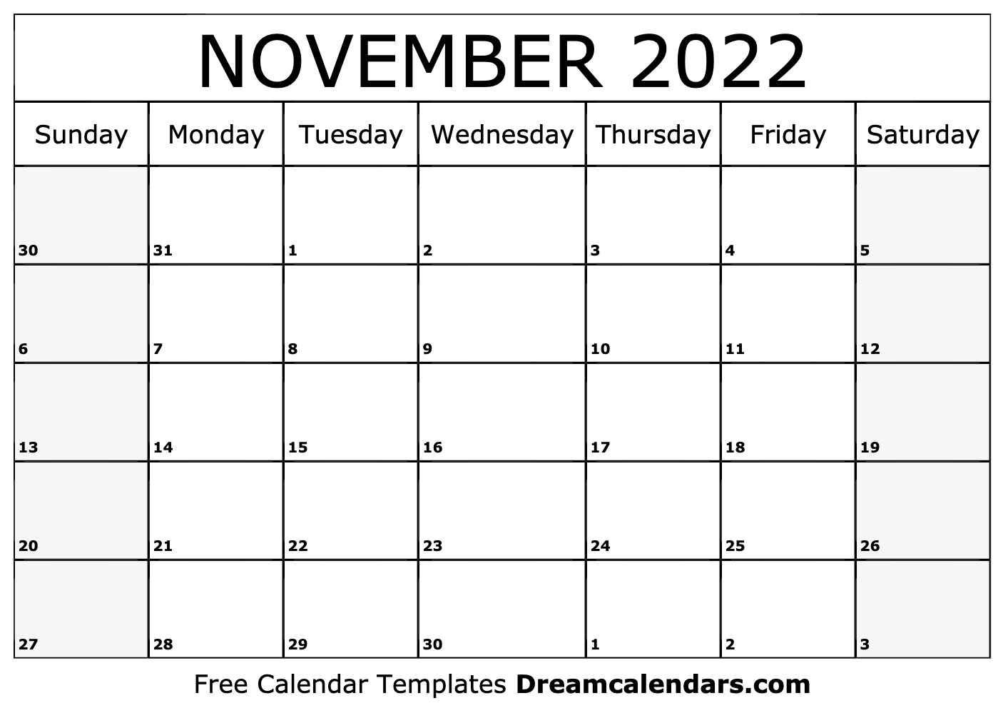 Download Printable November 2022 Calendars