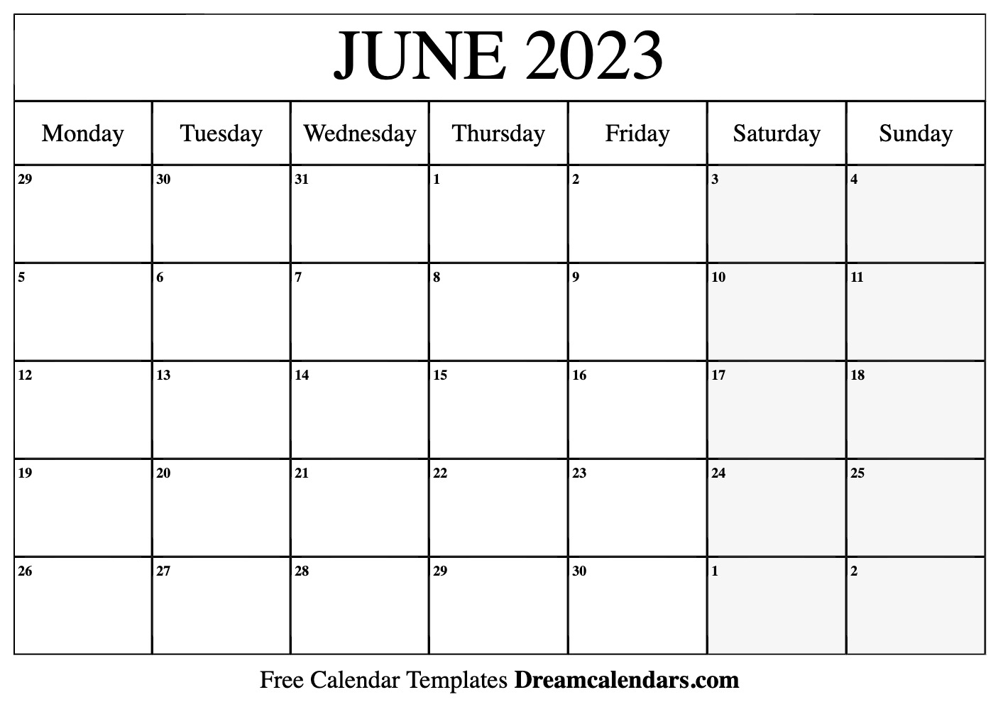 June 2023 calendar | Free blank printable with holidays