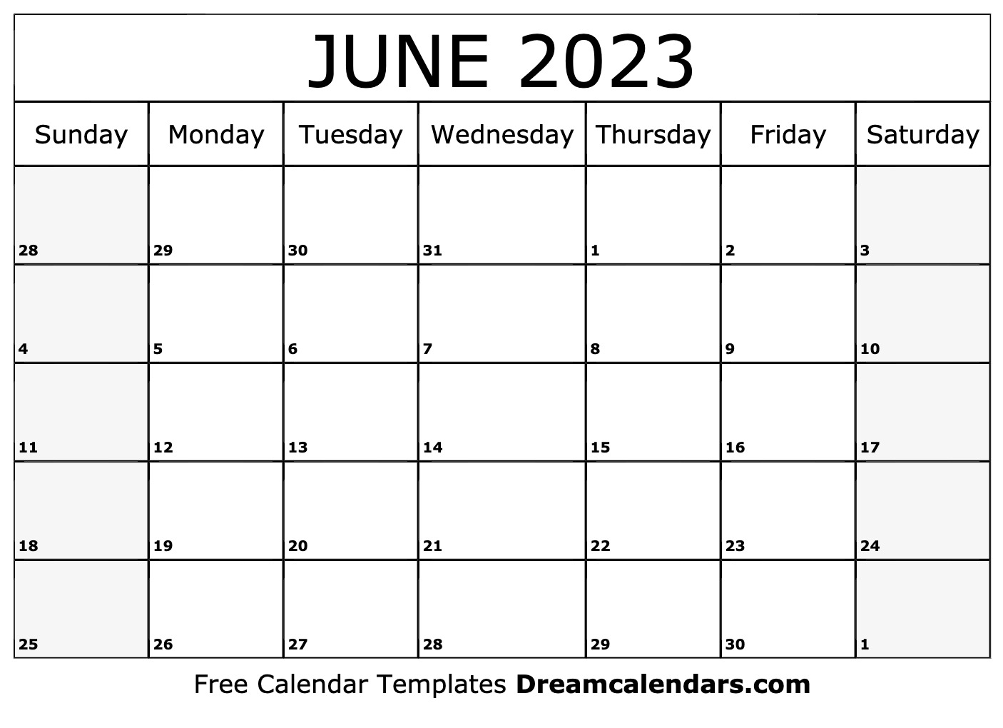 June 2023 Calendar Free Blank Printable With Holidays