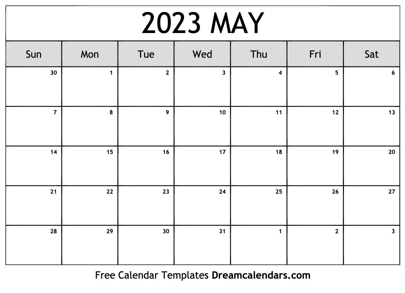 2023 Calendar For May Printable Template Calendar