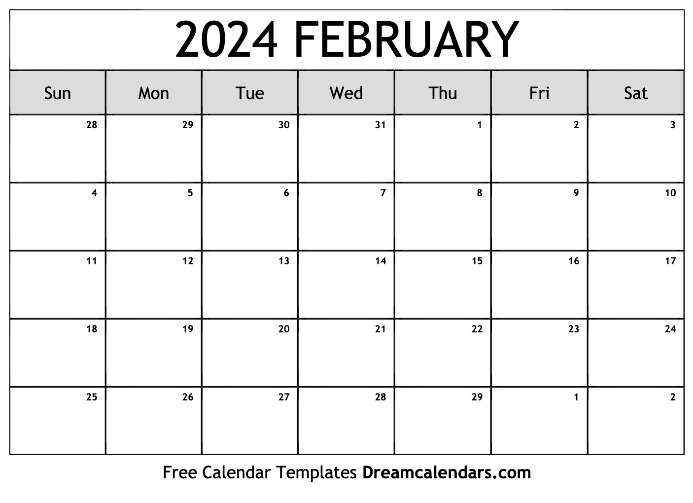 February 2024 calendar | Free blank printable with holidays