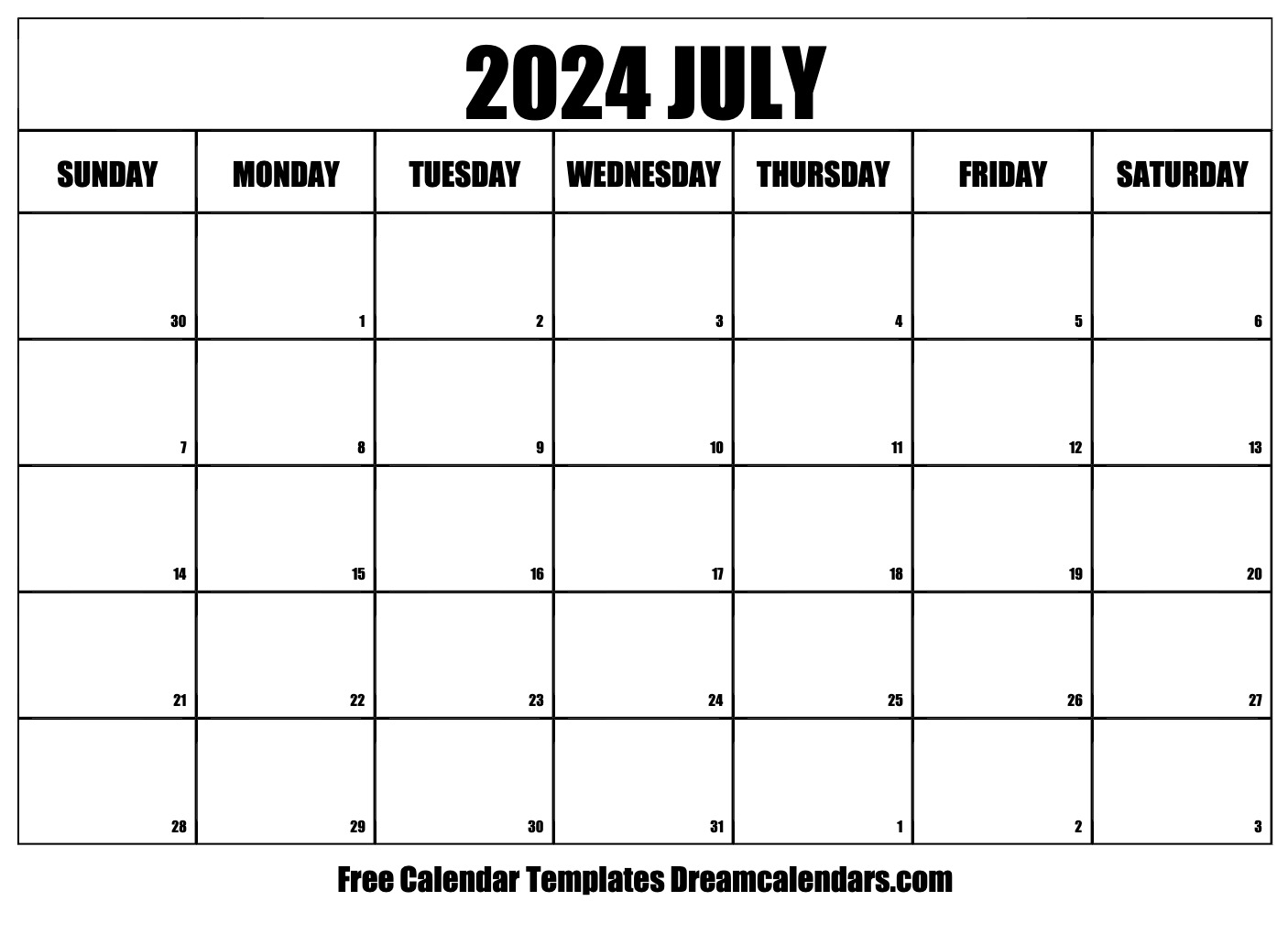 Download Printable July 2024 Calendars