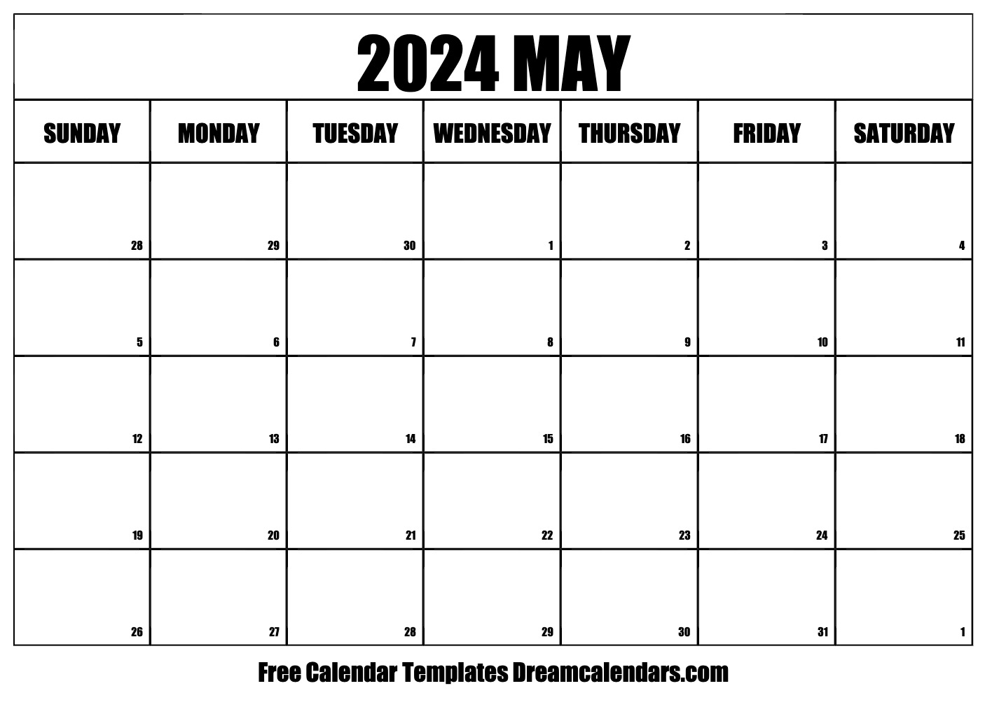 May 2024 Calendar Free Printable with Holidays and Observances