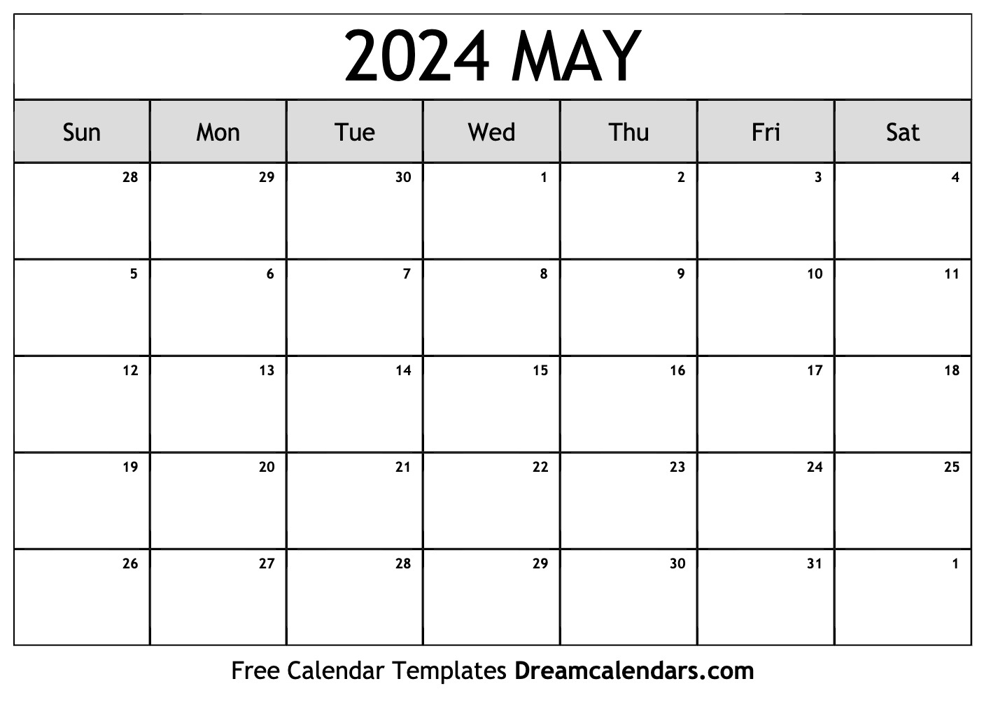 Free Printable 2024 May Calendar Page - Blank October 2024 Calendar