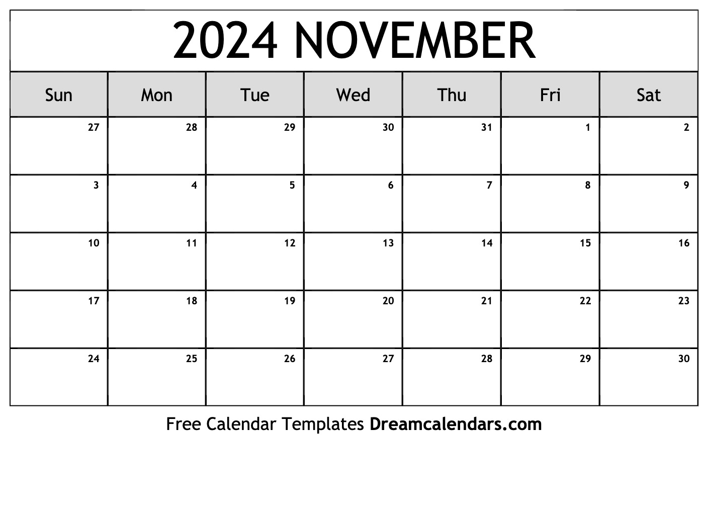November 2024 calendar | Free blank printable with holidays