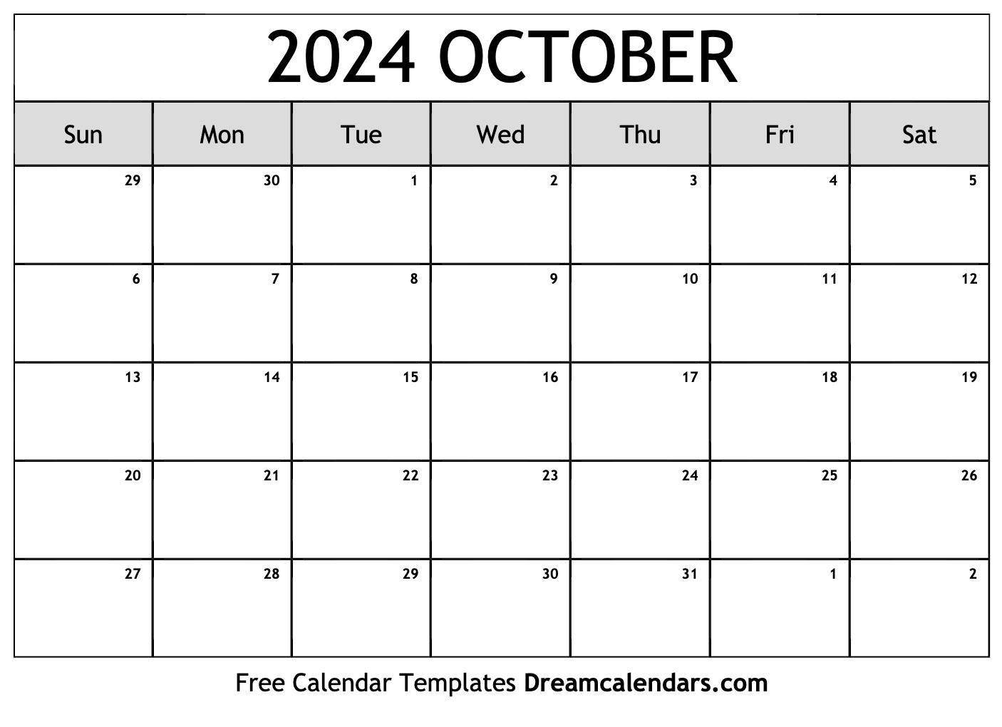 October 2024 Calendar Free Printable with Holidays and Observances
