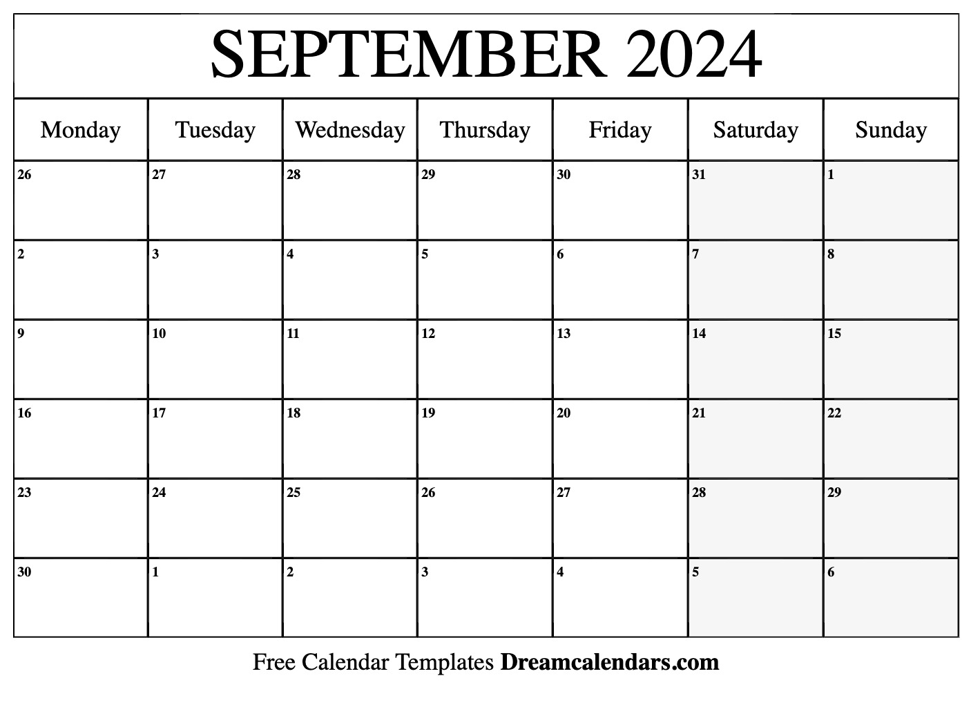 September 2024 Calendar - Free Printable with Holidays and Observances