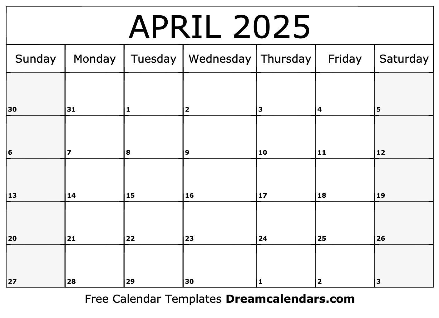 Printable April Calendar 2025 emmy caroljean