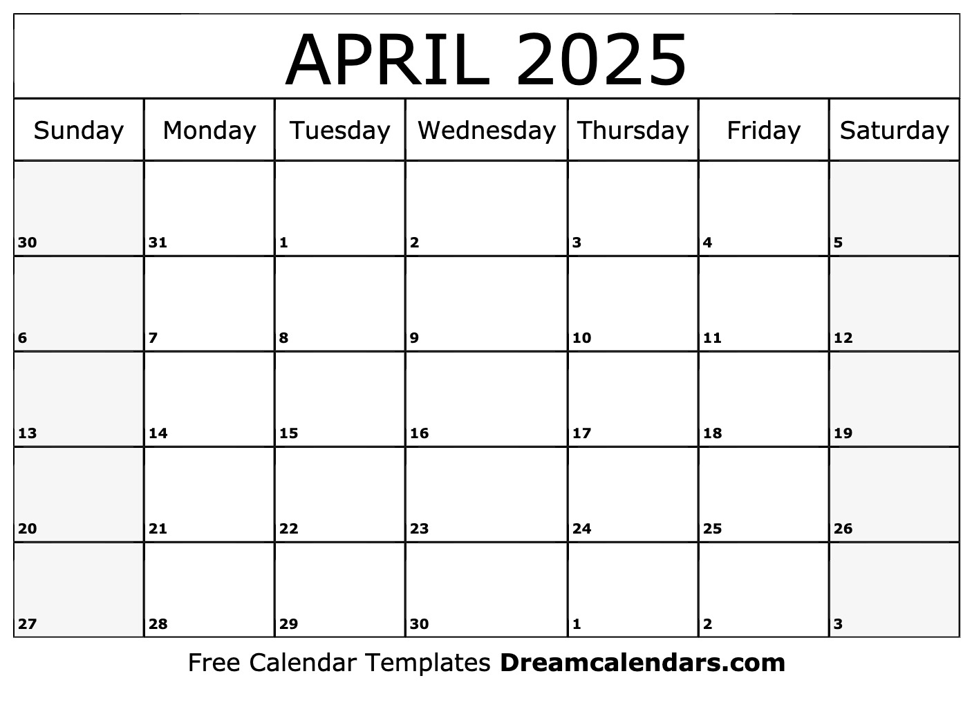 April 2025 Calendar Free Printable With Holidays And Observances