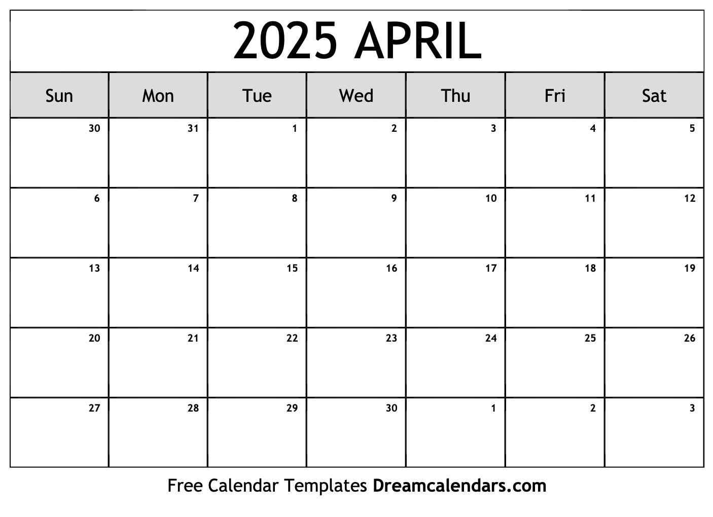April 2025 Calendar Free Printable with Holidays and Observances