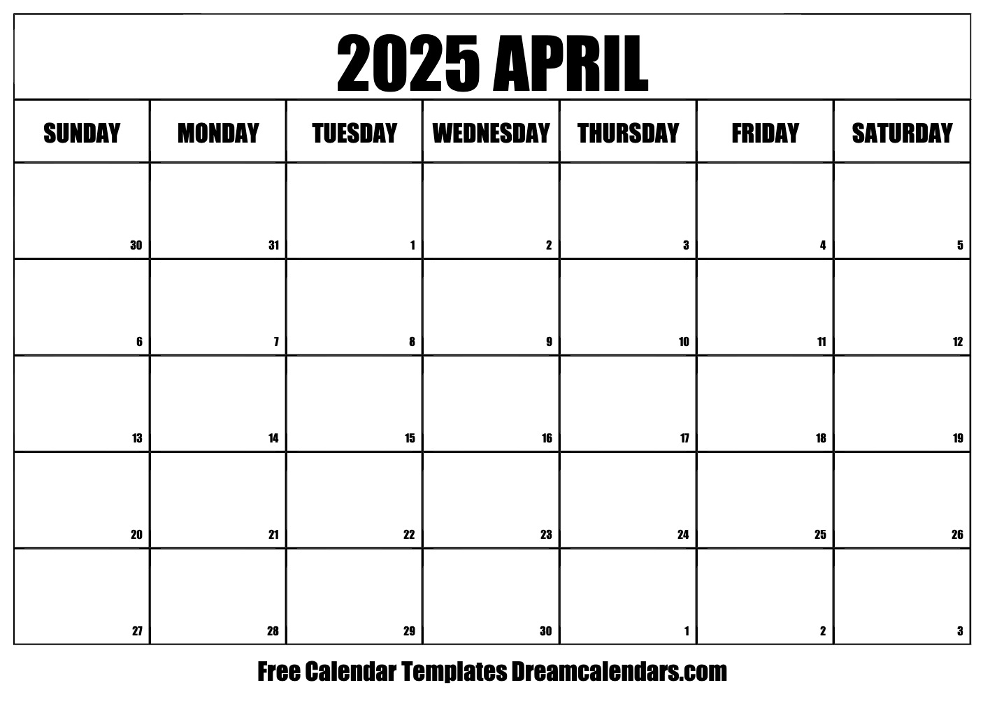 April 2025 Calendar Free Printable With Holidays And Observances