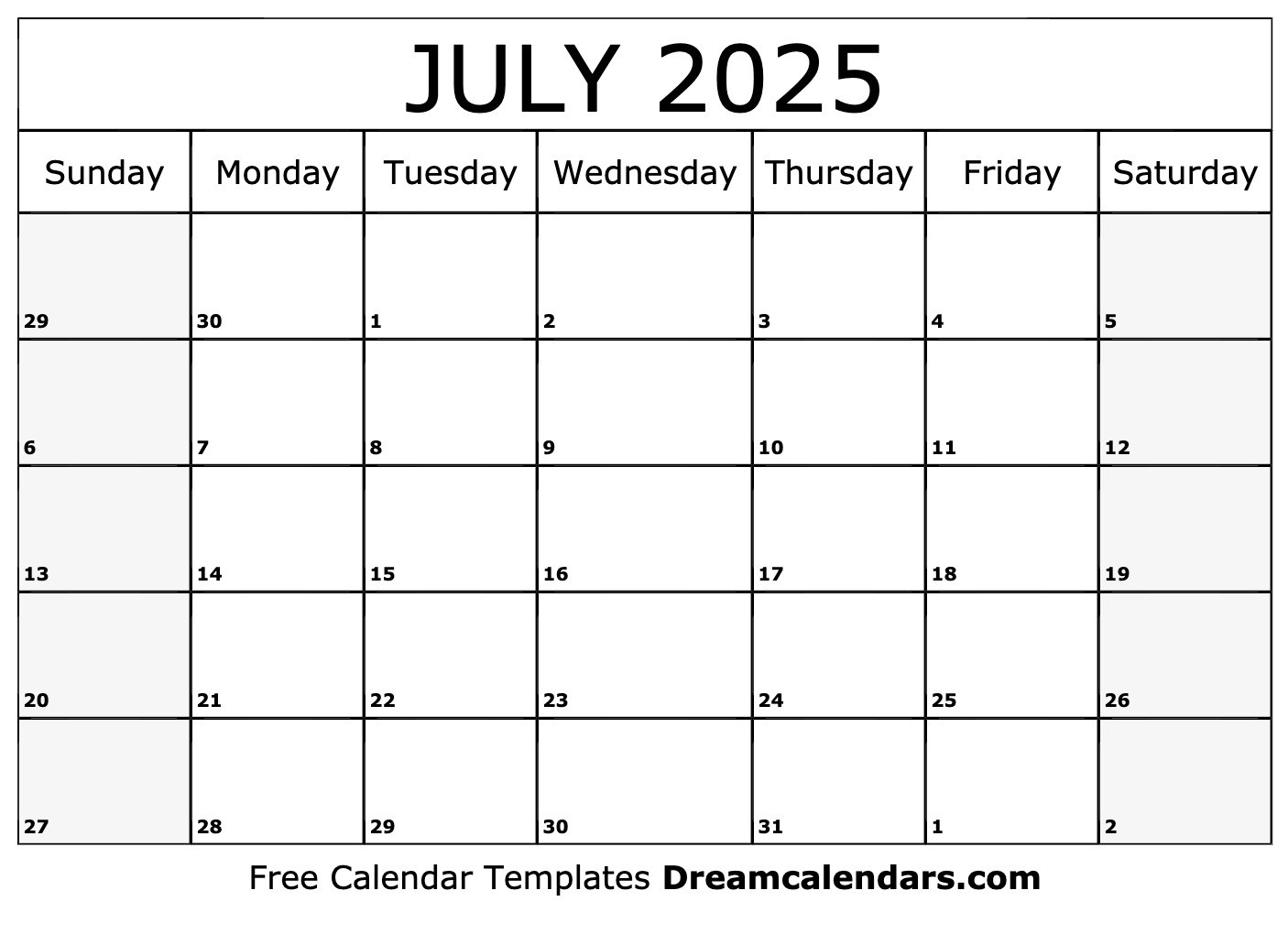July 2025 Calendar - Free Printable with Holidays and Observances