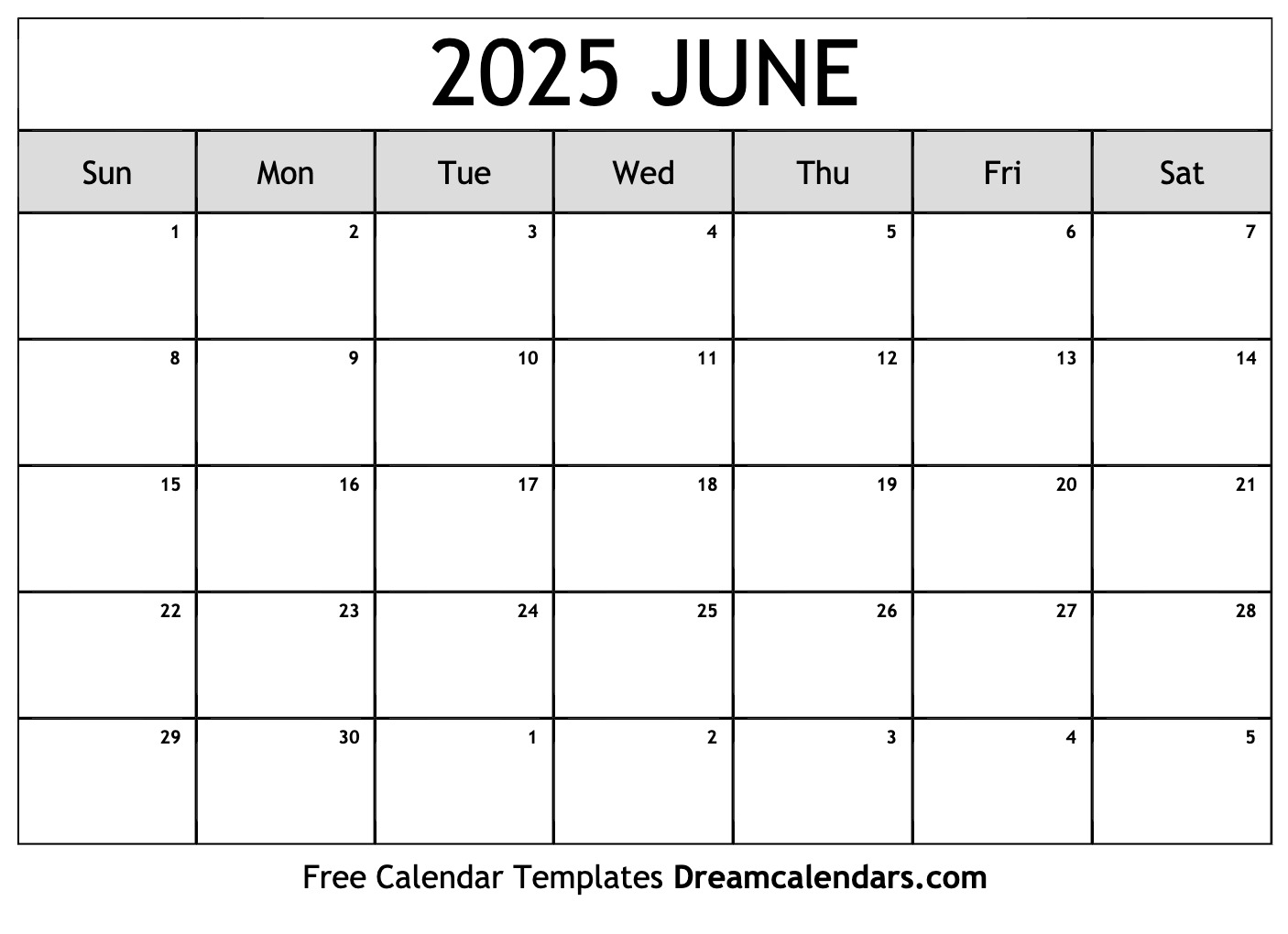 June 2025 Calendar - Free Printable with Holidays and Observances