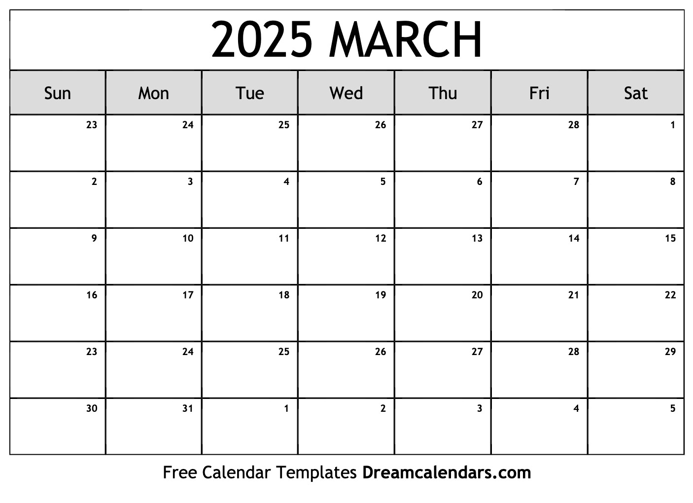 March 2025 Calendar Free Printable with Holidays and Observances