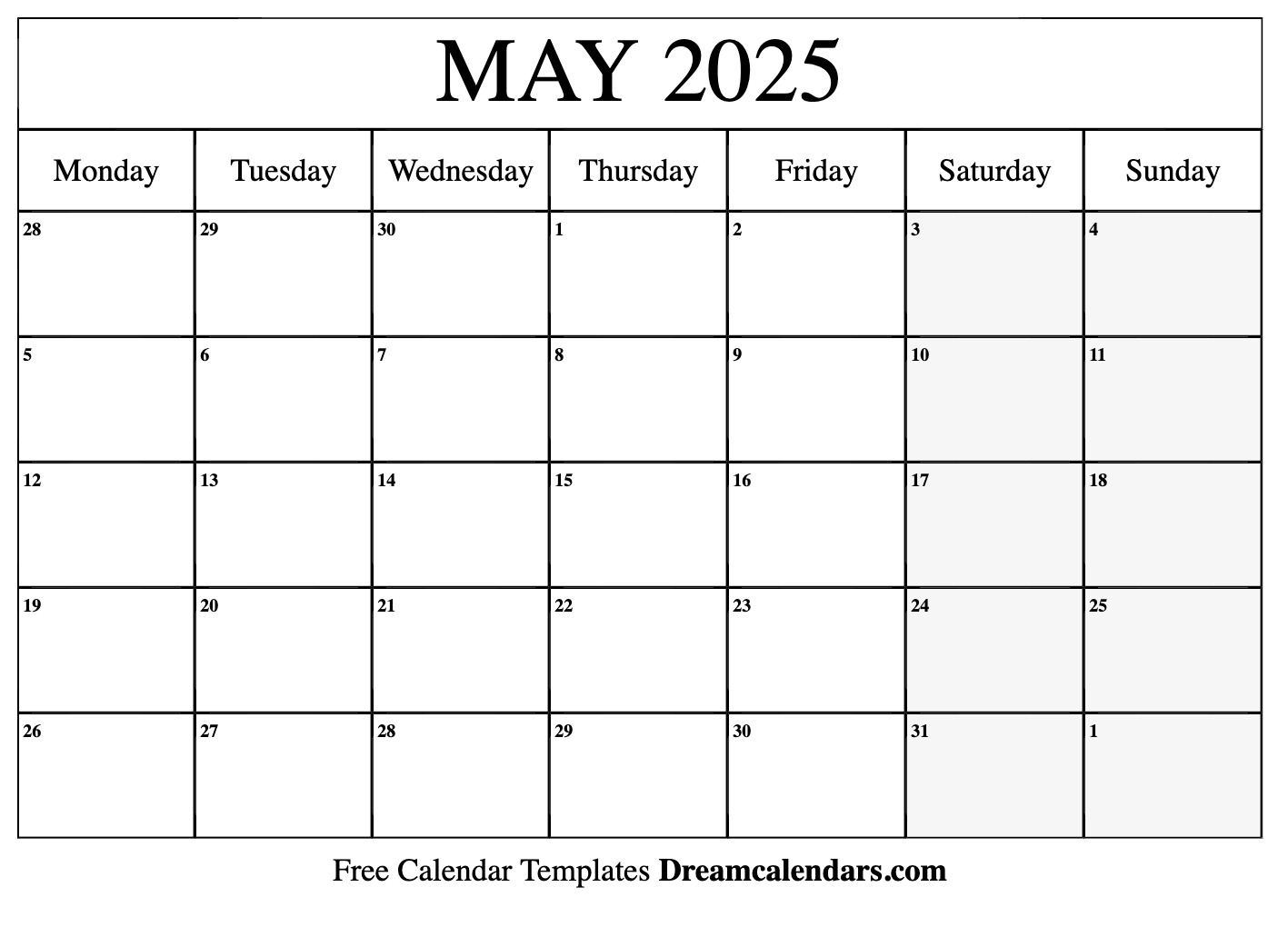 May 2025 Calendar Free Printable With Holidays And Observances