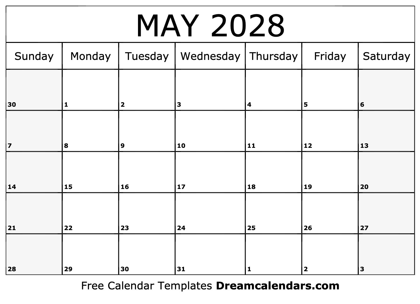 May 2028 calendar | Free blank printable with holidays