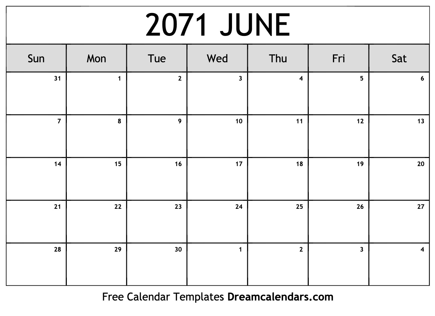 June 2071 Calendar Free Blank Printable With Holidays