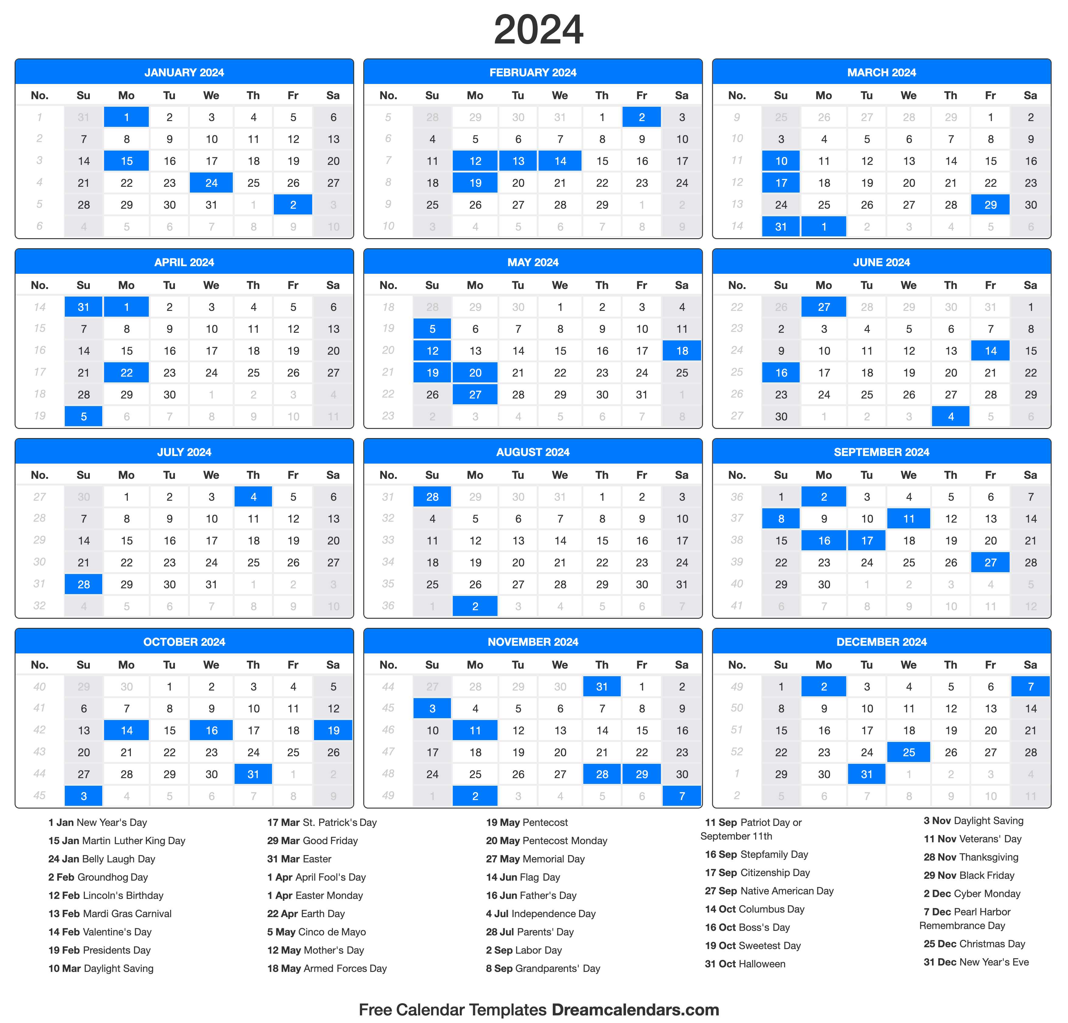 2024 holidays calendar 2024 calendar printable 2024 printable