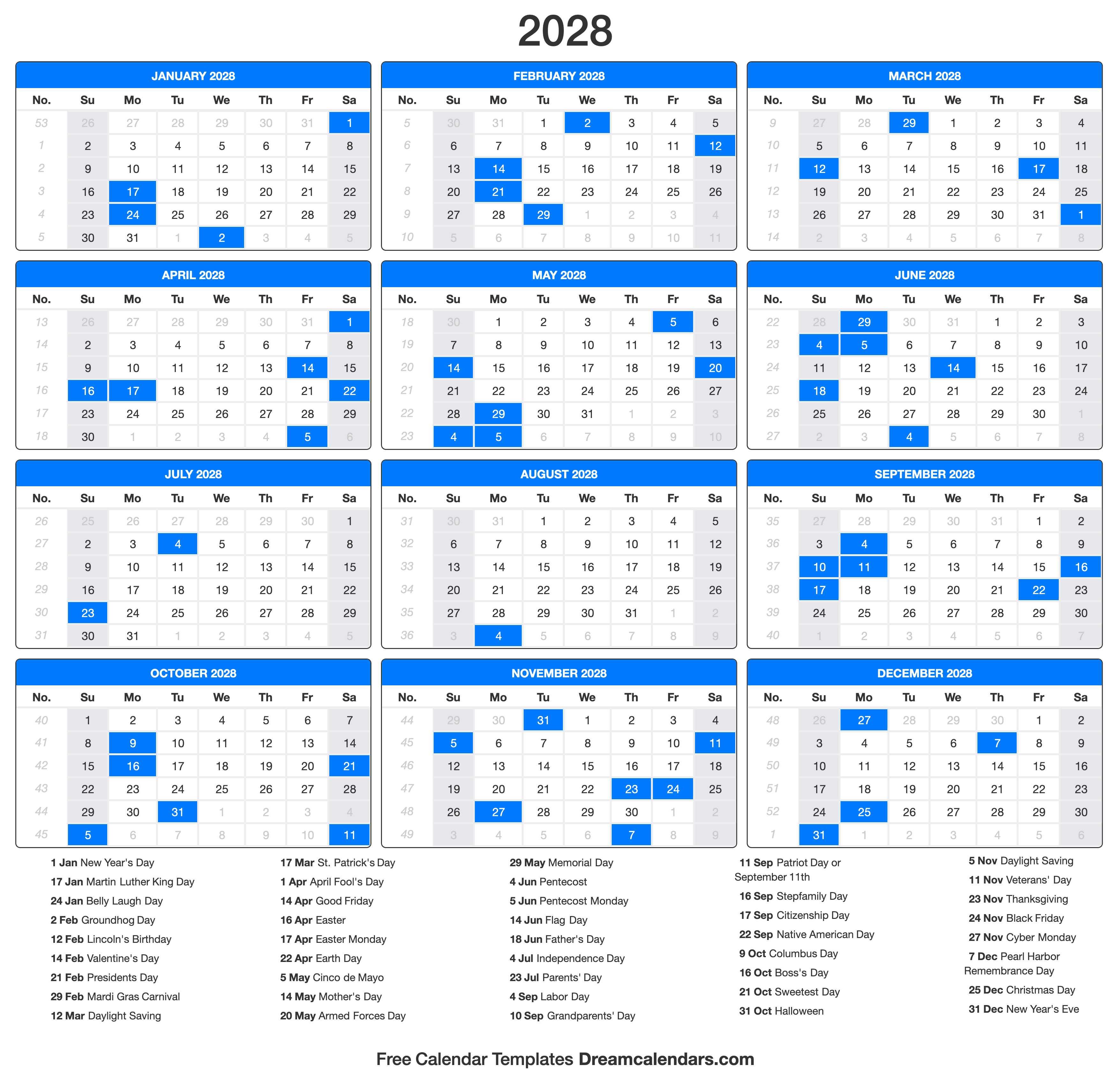 2028 Calendar